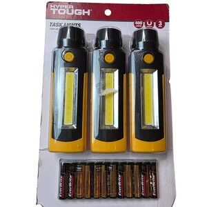 Hyper Tough 3 Pack Task Lights 400 Lumens Magnetic LED Swivel Head Batteries F1
